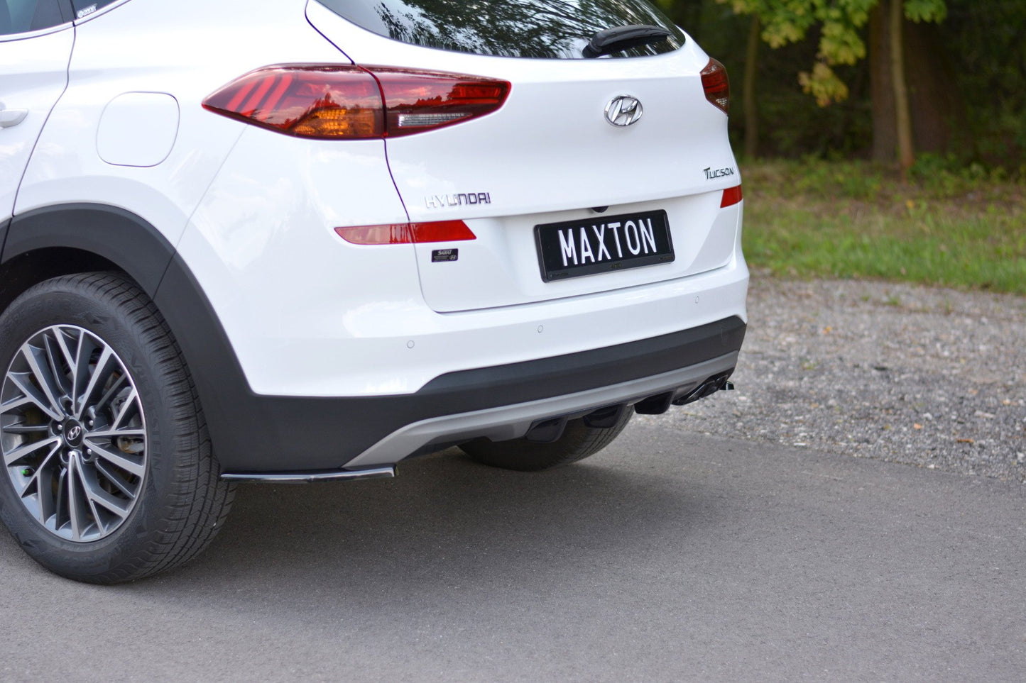 Heck Ansatz Flaps Diffusor für Hyundai Tucson Mk3 Facelift Carbon Look