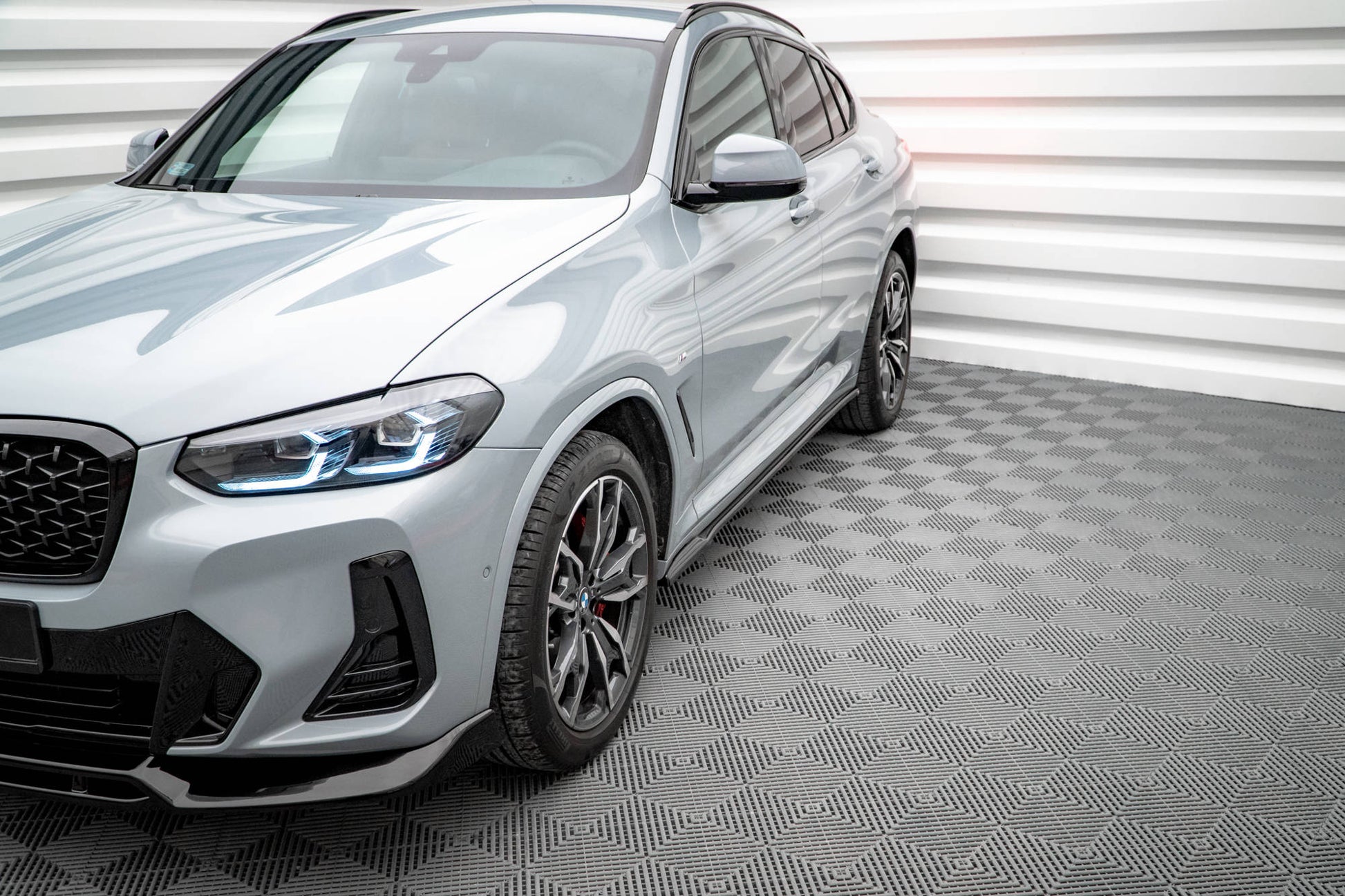 Seitenschweller Ansatz für BMW X4 M-Paket G02 Facelift schwarz matt