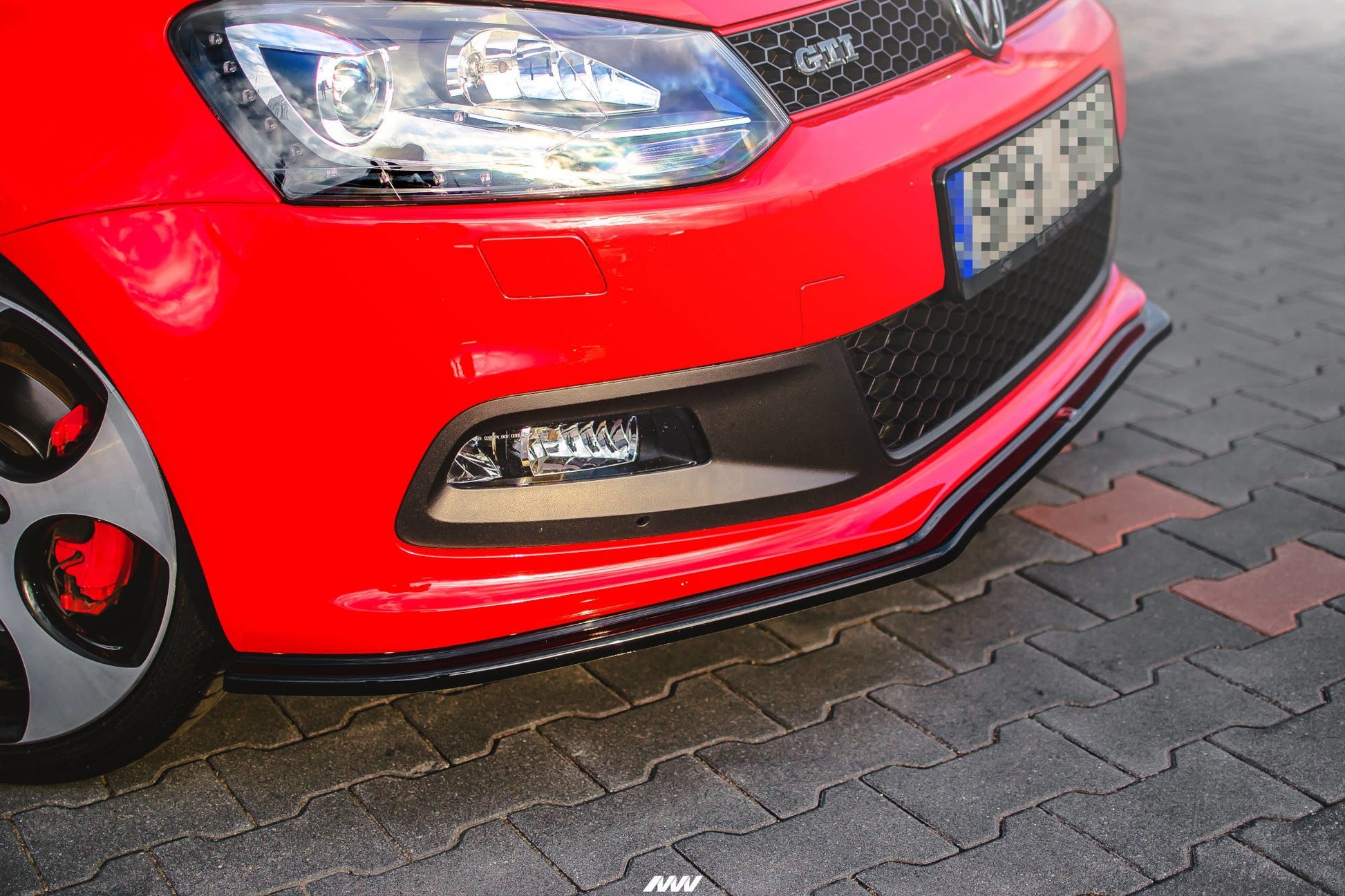 Front Ansatz V.2 für VOLKSWAGEN POLO MK5 GTI 6R vor Facelift schwarz Hochglanz