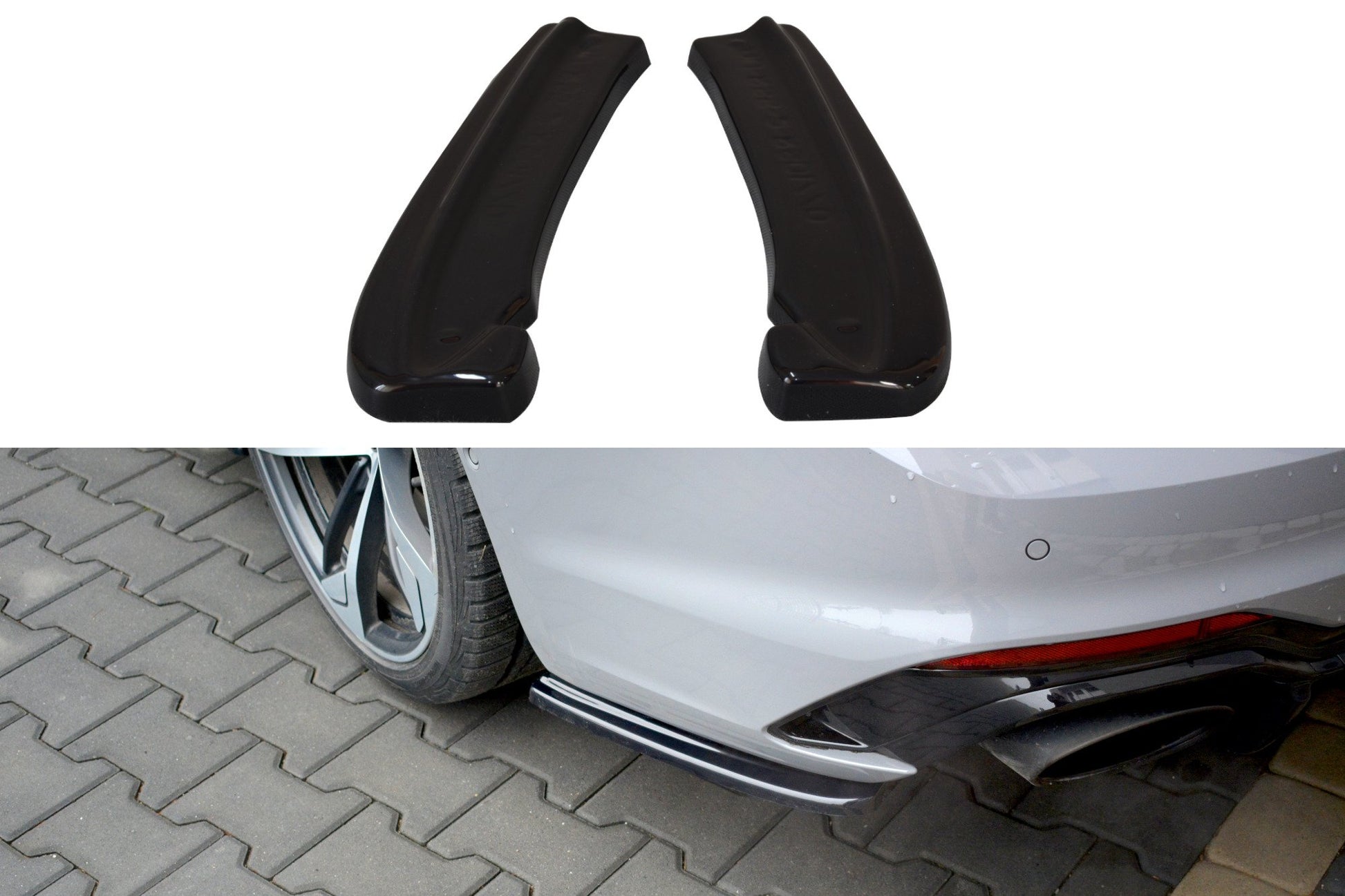 Heck Ansatz Flaps Diffusor für Audi RS5 F5 Coupe  schwarz Hochglanz