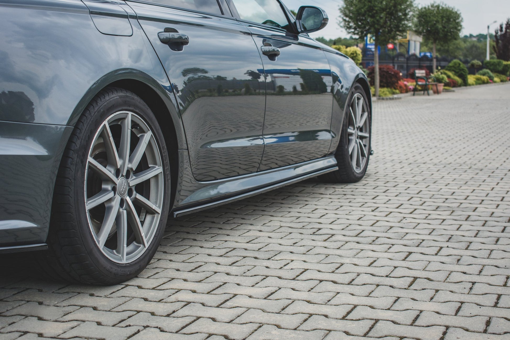 Dokładki Progów Audi S6 / A6 S-Line C7 FL  schwarz matt