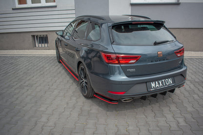 Heck Ansatz Flaps Diffusor passend für V.2 Seat Leon Mk3 Cupra ST Facelift schwarz matt