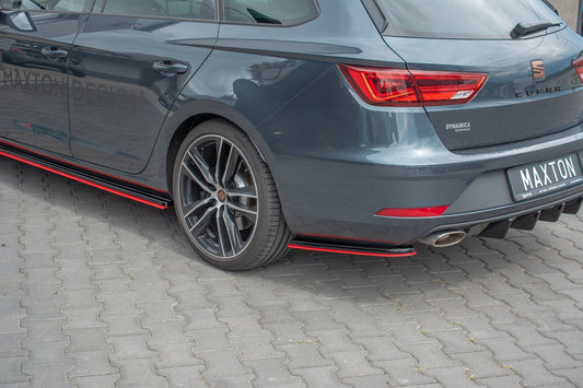 Heck Ansatz Flaps Diffusor passend für V.2 Seat Leon Mk3 Cupra ST Facelift schwarz matt