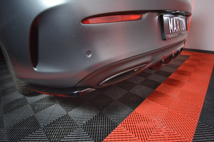 Heck Ansatz Flaps Diffusor für MERCEDES- BENZ C-KLASSE W205 COUPE AMG-LINE schwarz Hochglanz
