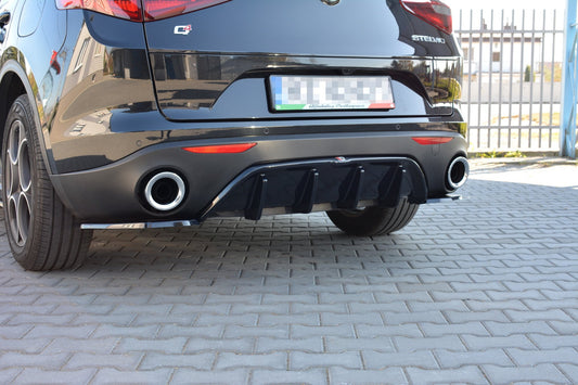 Diffusor Heck Ansatz für ALFA ROMEO STELVIO schwarz Hochglanz