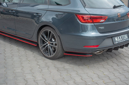 Heck Ansatz Flaps Diffusor V.4 für Seat Leon Cupra Mk3 FL Sportstourer Carbon Look