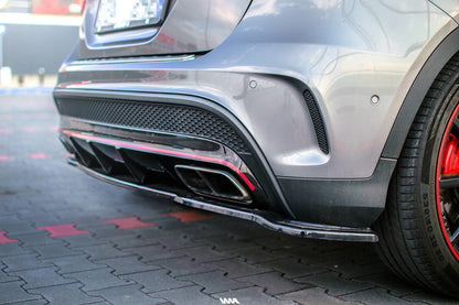Mittlerer Diffusor Heck Ansatz für Mercedes GLA 45 AMG SUV (X156) vor Facelift schwarz matt