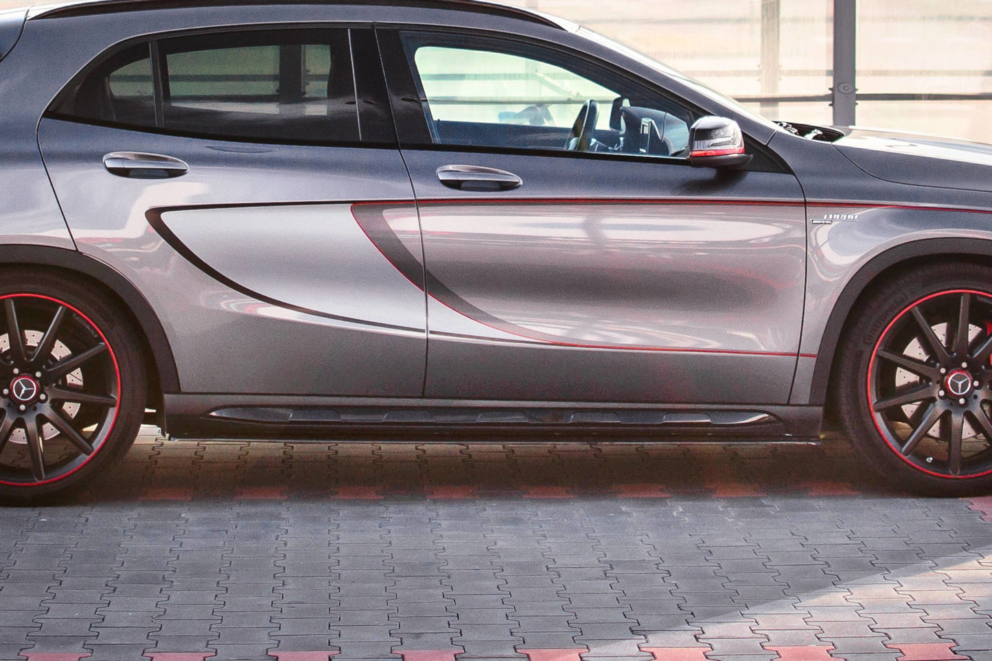 Seitenschweller Ansatz für Mercedes GLA 45 AMG SUV (X156) vor Facelift Carbon Look