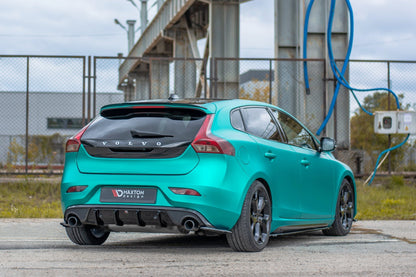 Diffusor Heck Ansatz für Volvo V40 R-design schwarz matt