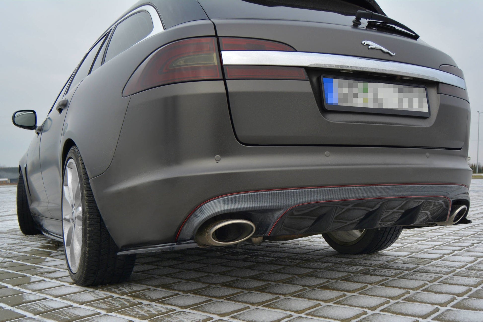 Heck Ansatz Flaps Diffusor für JAGUAR XF (X250) MK1 SPORTBRAKE S-PACK Carbon Look