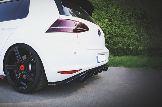 Diffusor Heck Ansatz für VW GOLF Mk7 GTI CLUBSPORT Carbon Look
