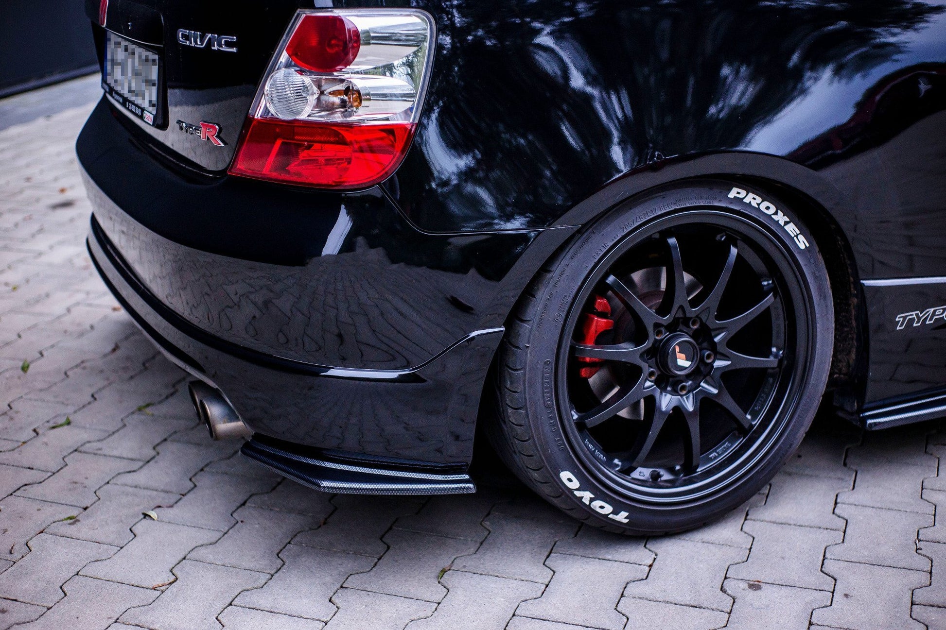 Heck Ansatz Flaps Diffusor für AUDI HONDA CIVIC EP3 (MK7) TYPE-R/S FACELIFT schwarz Hochglanz