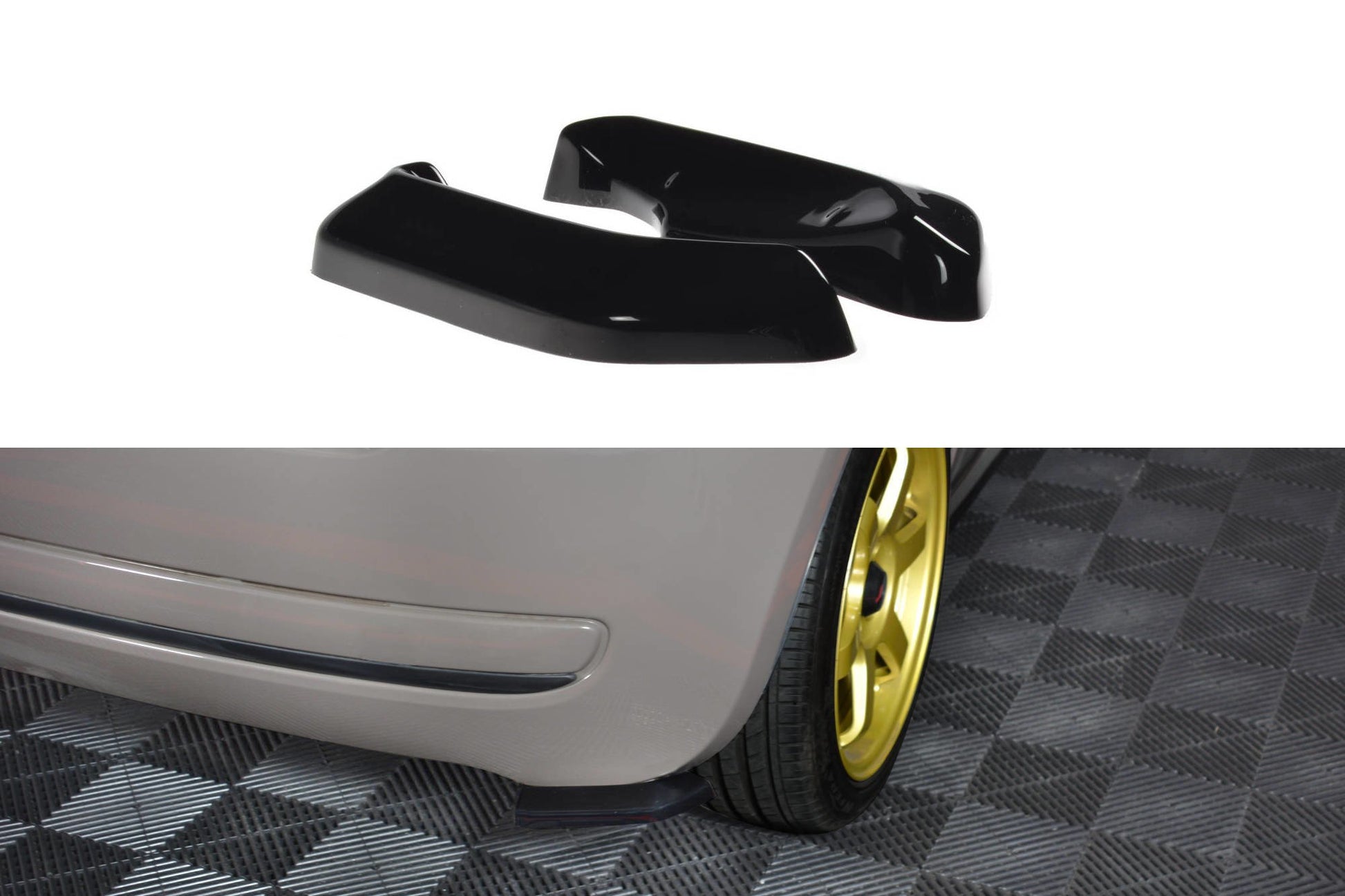 Heck Ansatz Flaps Diffusor für FIAT 500 HATCHBACK vor Facelift schwarz matt