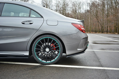 Heck Ansatz Flaps Diffusor für Mercedes CLA C117 AMG-LINE FACELIFT schwarz Hochglanz
