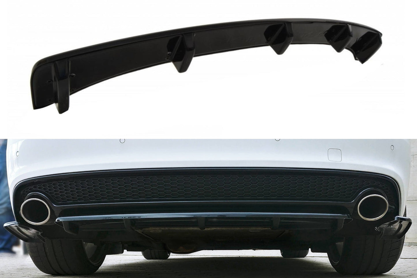 Mittlerer Diffusor Heck Ansatz für AUDI A5 S-LINE Facelift DTM LOOK Carbon Look