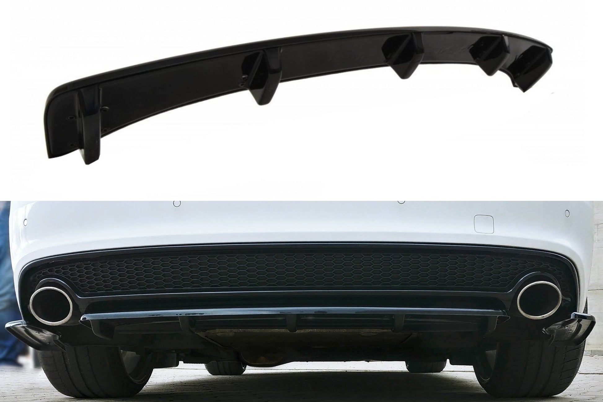 Mittlerer Diffusor Heck Ansatz für AUDI A5 S-LINE Facelift DTM LOOK Carbon Look