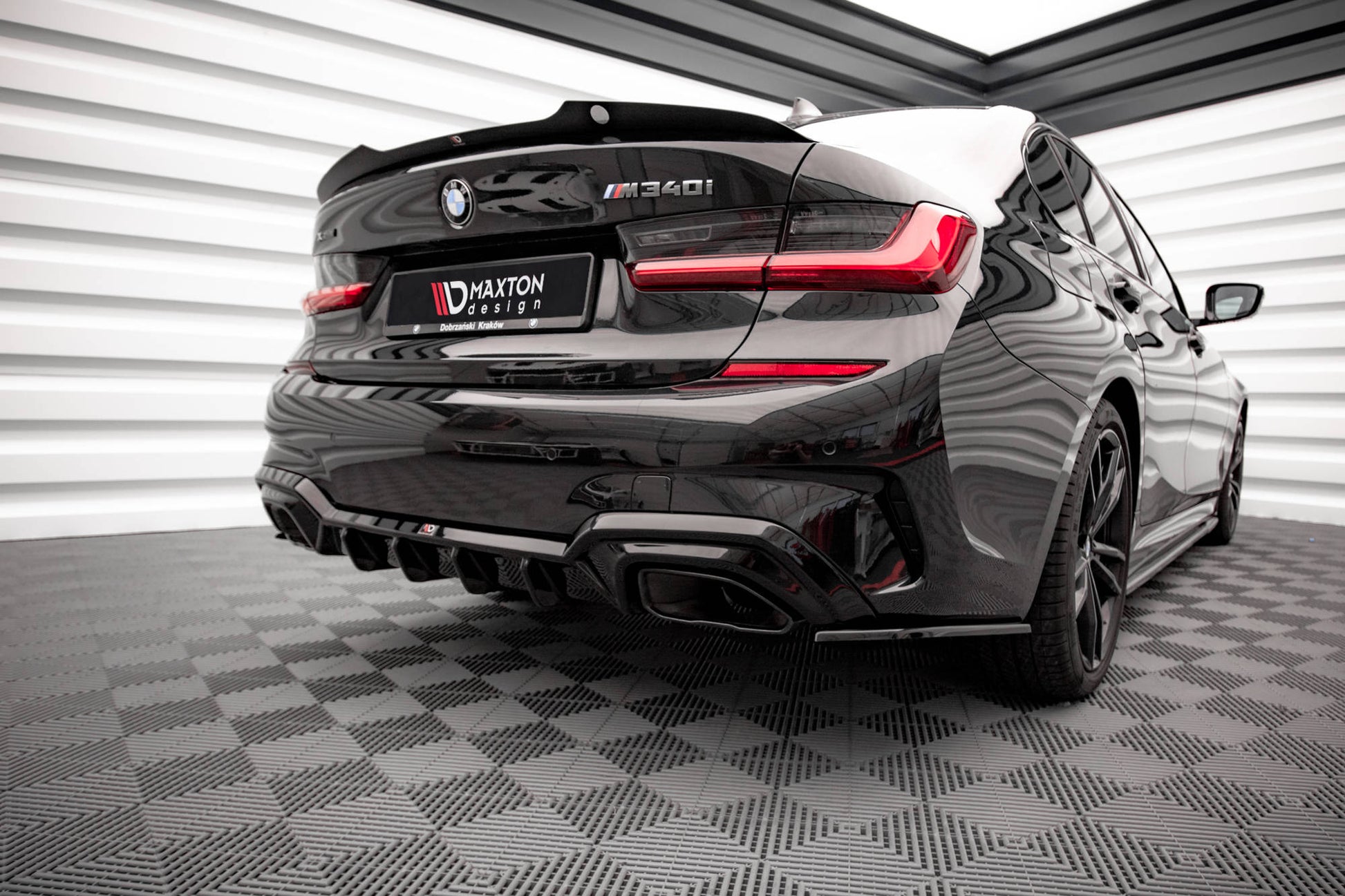 Heck Ansatz Flaps Diffusor V.3 für BMW 3er M-Paket G20 / G21 schwarz Hochglanz