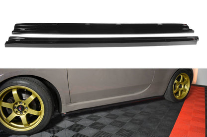 Seitenschweller Ansatz für FIAT 500 HATCHBACK vor Facelift schwarz matt