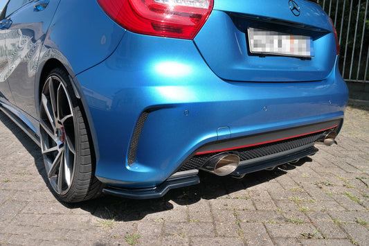 Mittlerer Diffusor Heck Ansatz für im DTM LOOK Mercedes W176 AMG-LINE vor Facelift schwarz matt