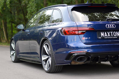 Heck Ansatz Flaps Diffusor für Audi RS4 B9 Avant schwarz matt