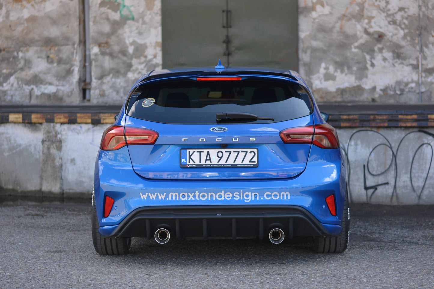 Diffusor Heck Ansatz für Ford Focus ST-Line Mk4 schwarz Hochglanz