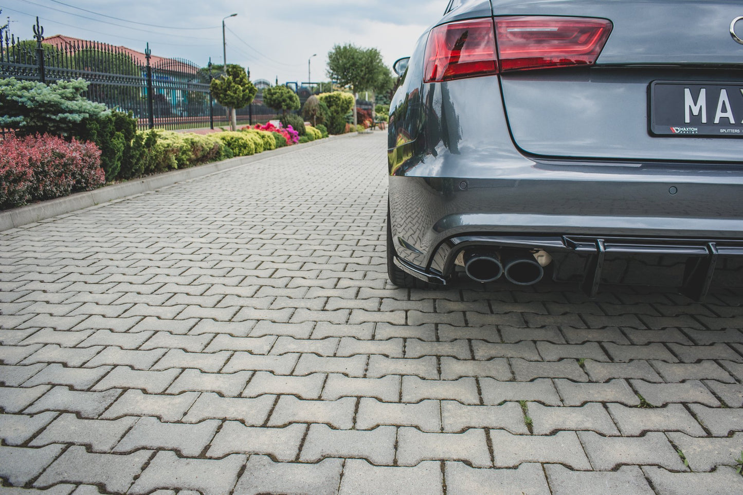 Heck Ansatz Flaps Diffusor für Audi S6 / A6 S-Line C7 FL Carbon Look