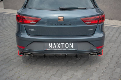 Diffusor Heck Ansatz V.1 für Seat Leon Cupra Mk3 FL Sportstourer Carbon Look
