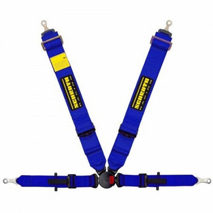 Schroth PROFI II-FE asm blau mit SCHROTH RACING Logo links mit Schraubbeschlag