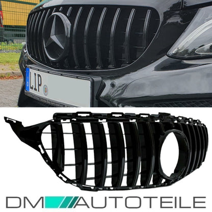 Sport-Kühlergrill für Panamericana GT Grill Schwarz Glanz passend für Mercedes C Klasse W205 S205 14-18