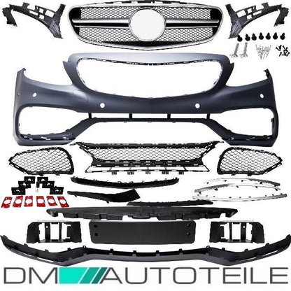 Bodykit Umbau Stoßstange passend für Mercedes C-Klasse W205 S205 AMG-Sport + Blenden