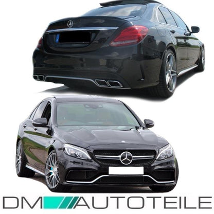 Bodykit Umbau Stoßstange passend für Mercedes C-Klasse W205 S205 AMG-Sport + Blenden
