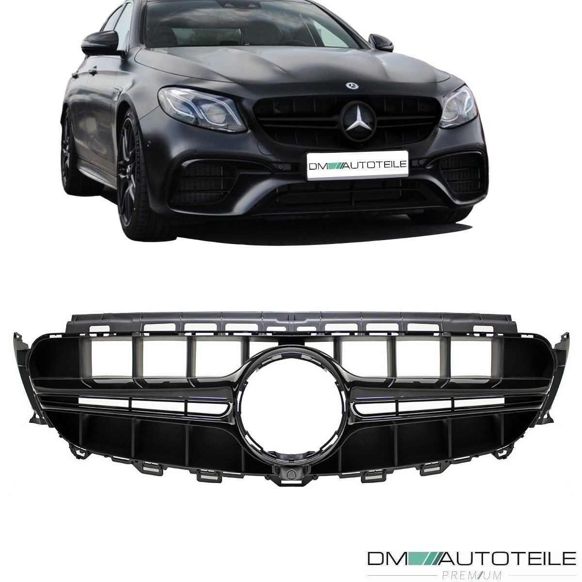 Sport Kühlergrill Schwarz Glanz passt für Mercedes E Kl. W213 S213 C238 A238 ab 2016