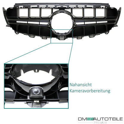 Sport Kühlergrill Schwarz Glanz passt für Mercedes E Kl. W213 S213 C238 A238 ab 2016