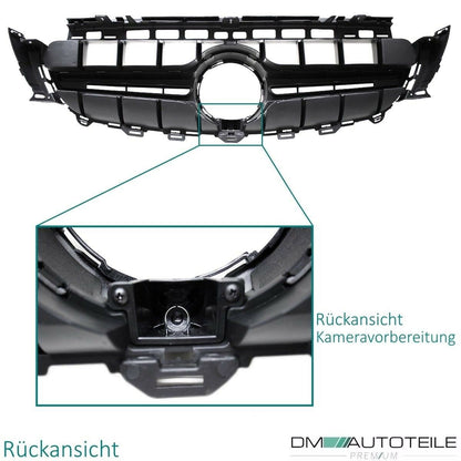 Sport Kühlergrill Schwarz Glanz passt für Mercedes E Kl. W213 S213 C238 A238 ab 2016