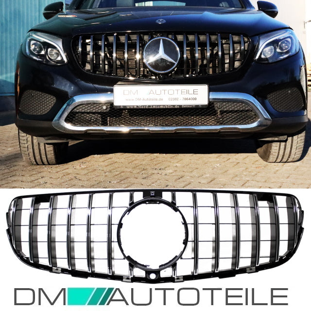 Sport-Kühlergrill für Panamericana GT Schwarz Chrom passend für Mercedes GLC X253 Bj ab 2015