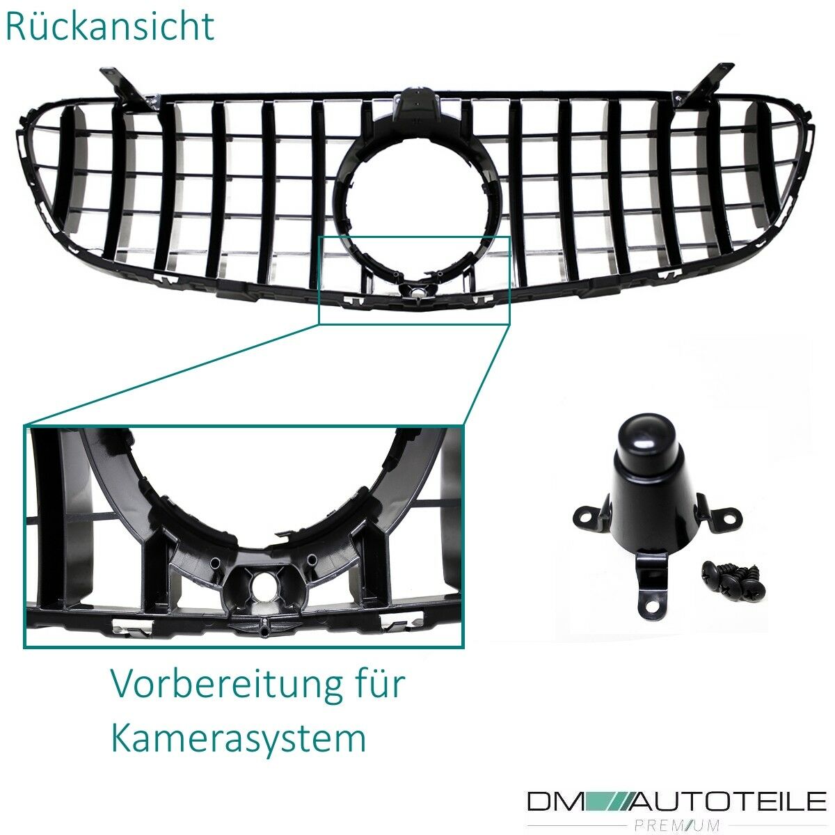 Sport-Kühlergrill für Panamericana GT Schwarz Chrom passend für Mercedes GLC X253 Bj ab 2015