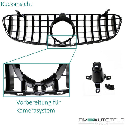Sport-Kühlergrill für Panamericana GT Schwarz Chrom passend für Mercedes GLC X253 Bj ab 2015
