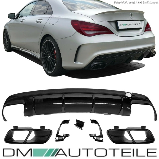 Sport Diffusor Schwarz Glanz + Blenden passt für Mercedes CLA W117 AMG Sport vor Mopf 2013-2016