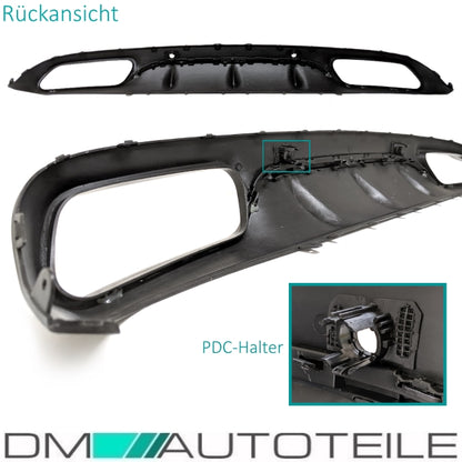 SET Heckdiffusor Schwarz Hochglanz + Blenden passend für Mercedes C-Klasse Coupe C205 A205 ab 15-18 AMG Sport