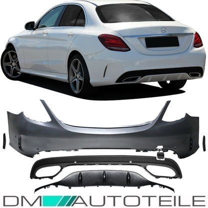 Stoßstange hinten Duplex + Halter komplett passend für Mercedes C-Klasse W205 nicht AMG C63