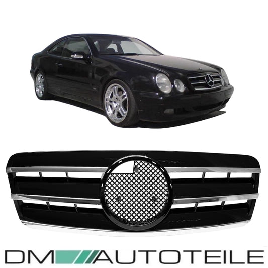 Mercedes CLK W208 C208 A208 Gitter Grill Kühlergrill Schwarz Glanz Chrom 97-03