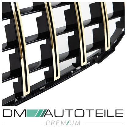 Sport-Panamerica GT Kühlergrill Schwarz Gold passt für Mercedes C-Klasse W205 14-18 + 360° Kamera