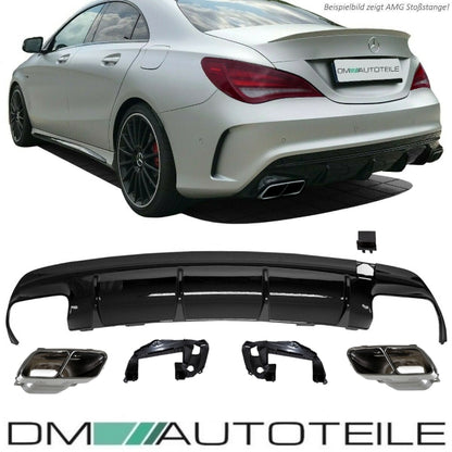 SET Sport Diffusor schwarz + Blenden Chrom passt für Mercedes W117 CLA AMG Sport nicht A45 Bj 13-16