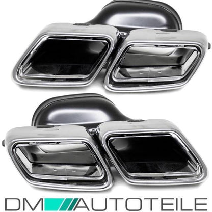Mercedes W212 W222 Auspuffblenden Chrom 4-Rohr Edelstahl + Zubehör E63 S63 AMG