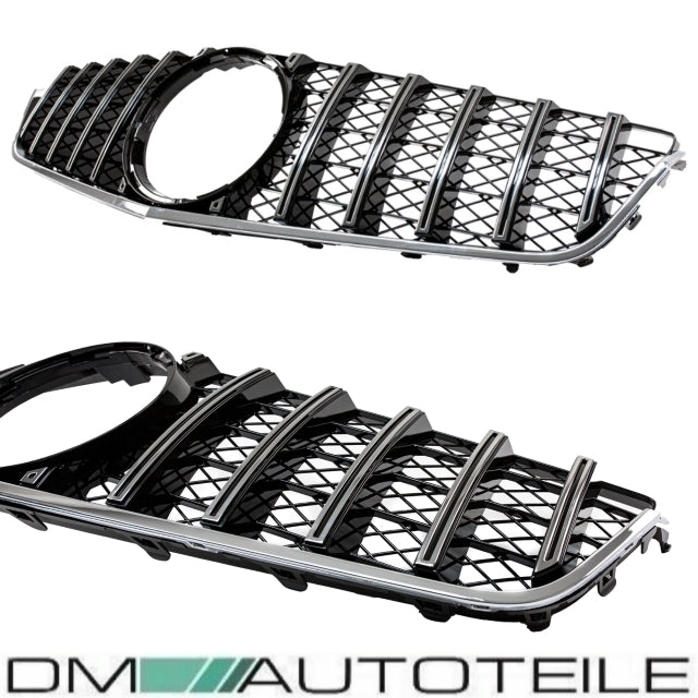 Set Sport-Kühlergrill für Panamericana GT Chrom +Stern passt für Mercedes E-Klasse W207 Coupe Cabrio 09-13