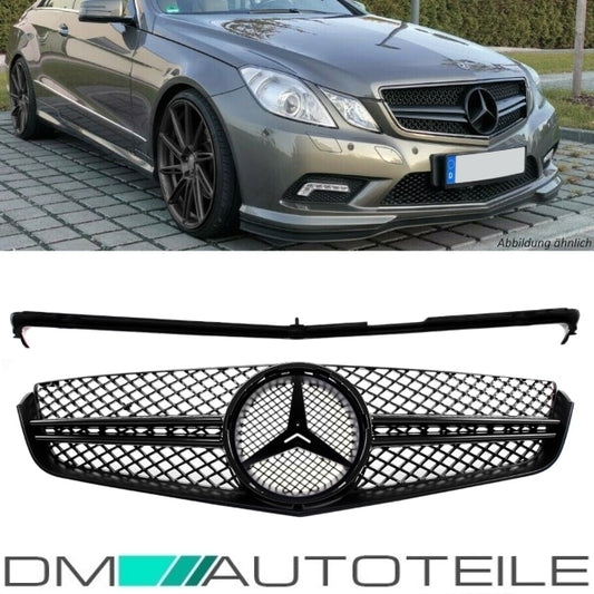 Kühlergrill Komplett Schwarz passt für Mercedes E-Klasse Coupe Cabrio W207 nicht für AMG E63 ab Bj 09-13