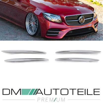 4tlg Spoiler Set Chrom passt für Mercedes E Klasse W213 S213 AMG Stoßstange ab 2016