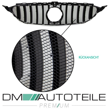 Sport-Kühlergrill für Panamericana GT Grill Schwarz Glanz +Race Gitter exklusiv passend für Mercedes C Klasse W205 S205 14-18