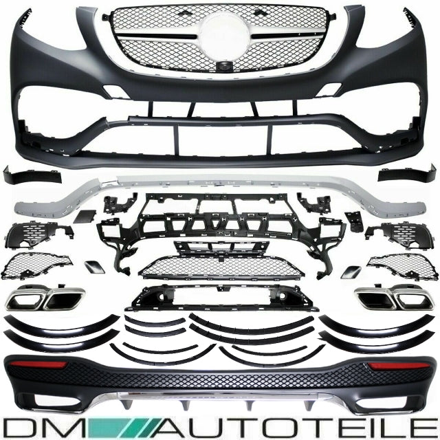 Bodykit Stoßstange Vorne Hinten + Blenden passt für Mercedes GLE W166 nicht AMG