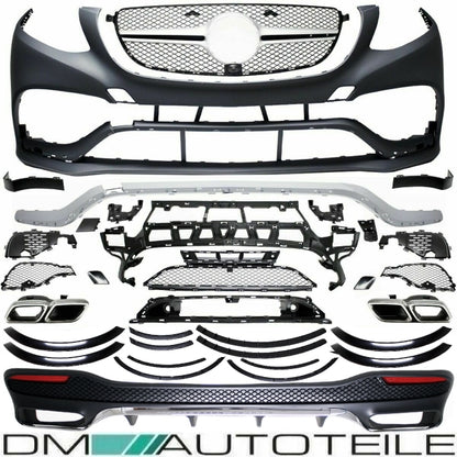 Bodykit Stoßstange Vorne Hinten + Blenden passt für Mercedes GLE W166 nicht AMG